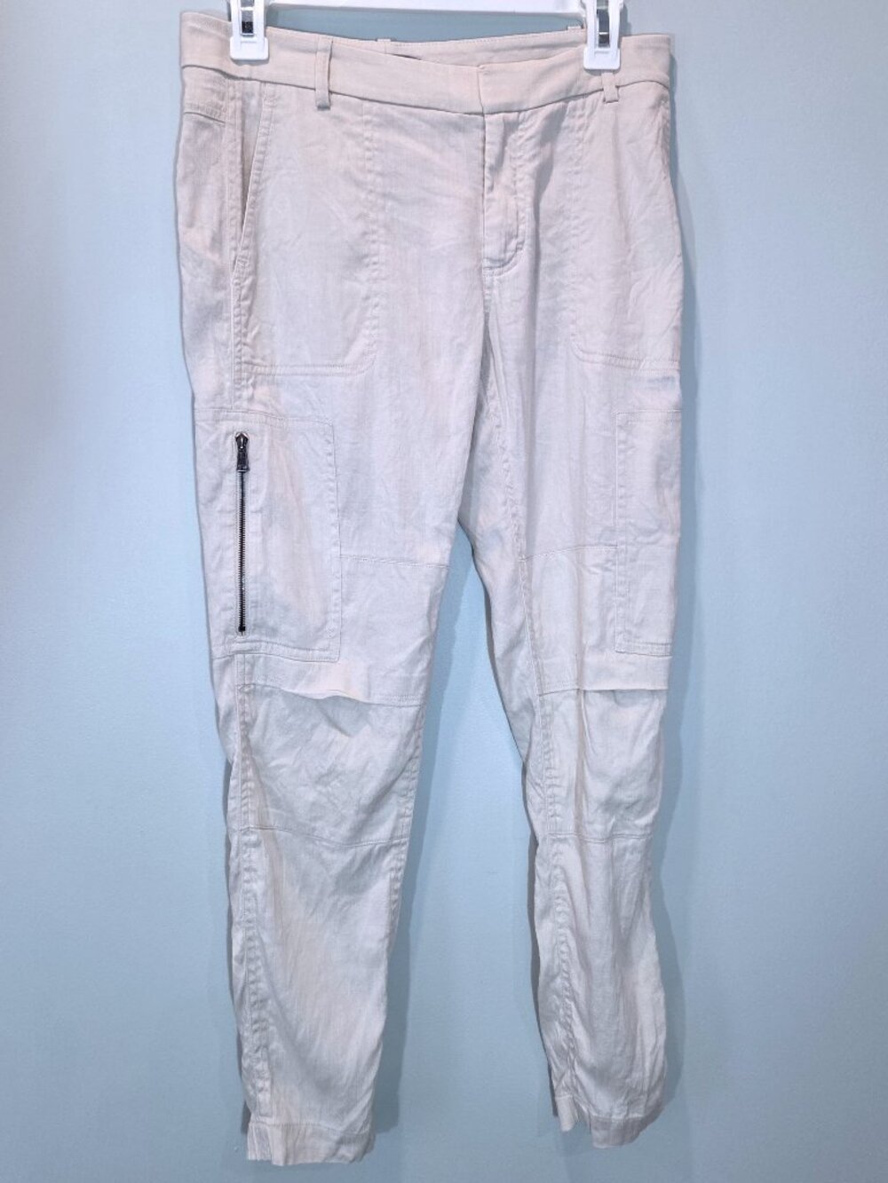 Vince Beige Linen Blend Cargo Lightweight Pants Size 0